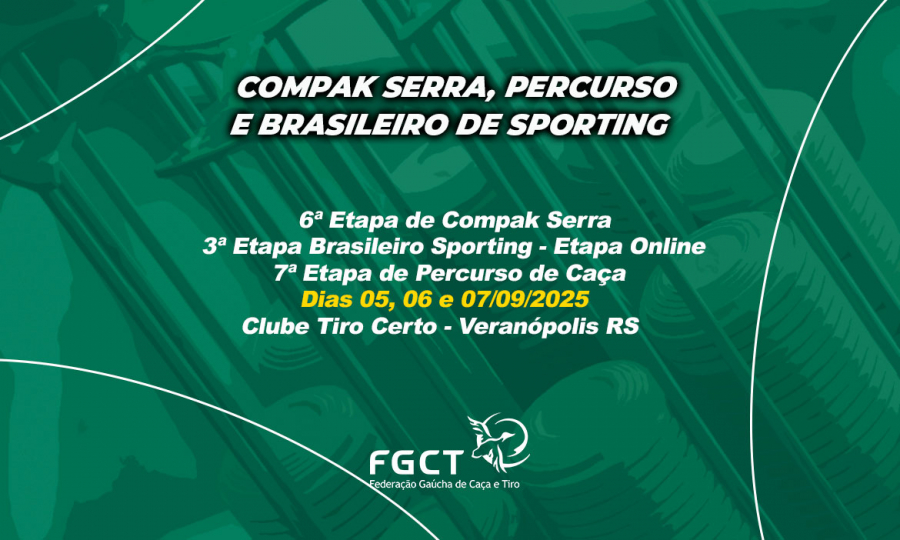 [PROVA REALIZADA] - 6ª Etapa Compak Serra, 3ª Etapa Brasileiro Online e 7ª de Percurso - 5 a 7/09